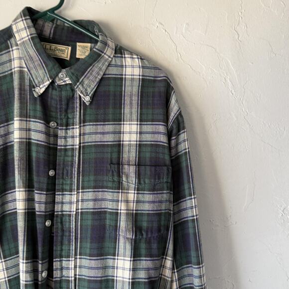 Vintage LL Bean Shirt Mens Large Plaid Button Down Made USA 90s - Picture 2 of 8